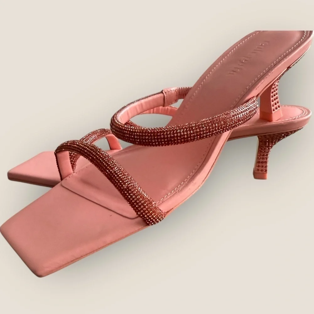 Cult Gaia | Rhinestone-Embellished 50mm Sandals | Size 36 | Pink